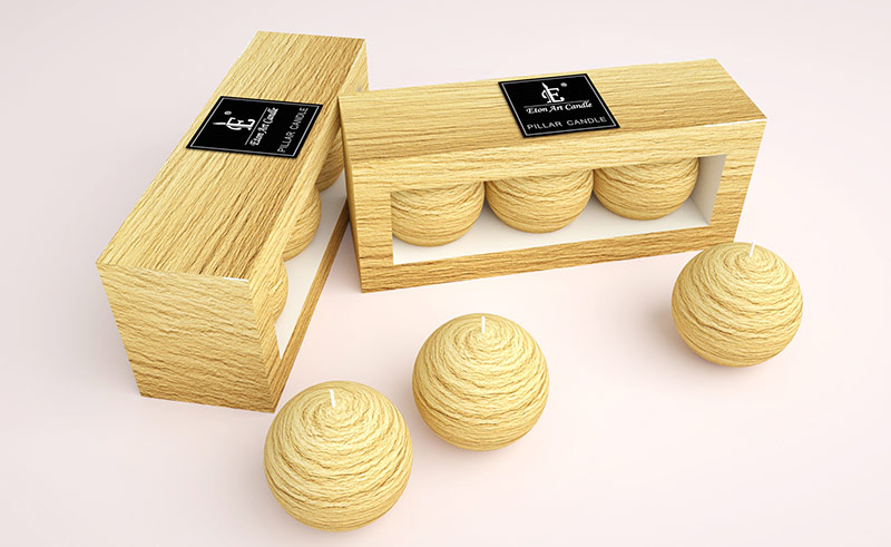 gift box packed ball candle